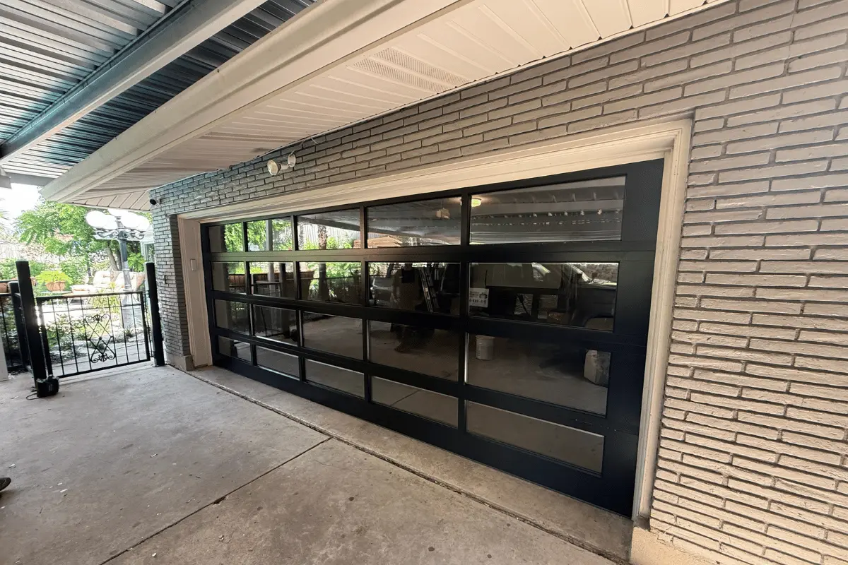 Insulated full-view aluminum and glass garage door
