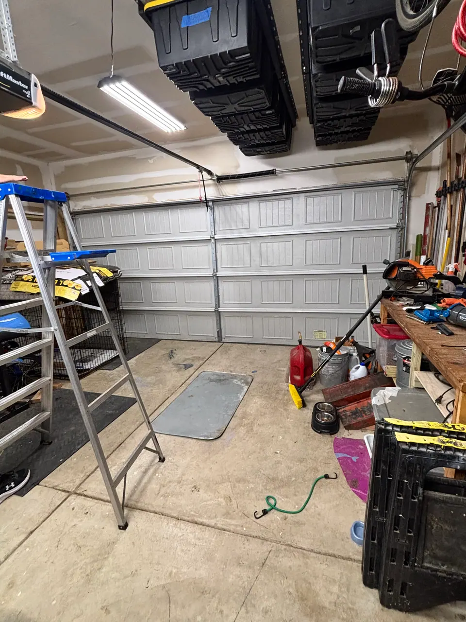 Off-track garage door repair project in New Braunfels